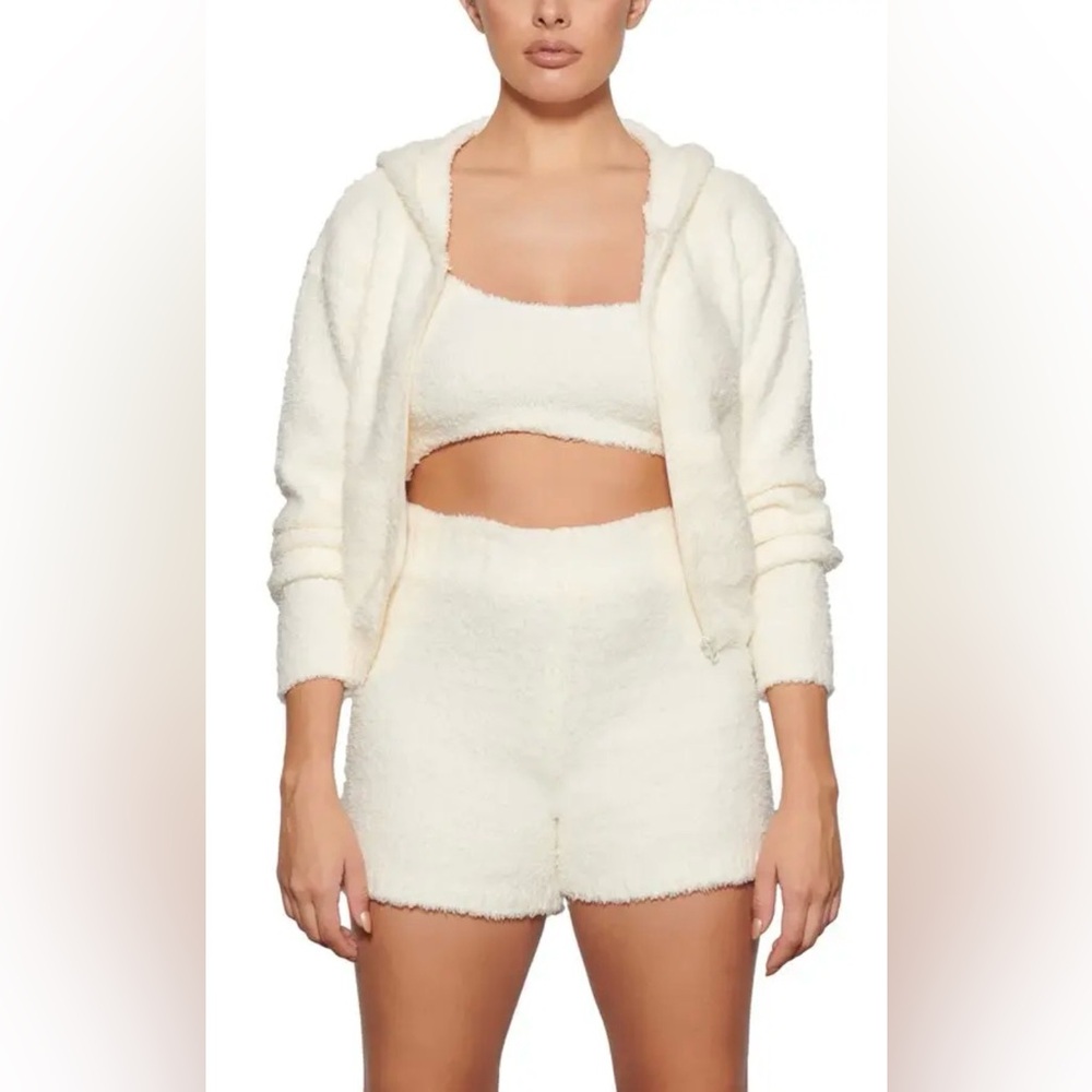 SKIMS Cozy Knit Zip Hoodie in Ivory Size S/M